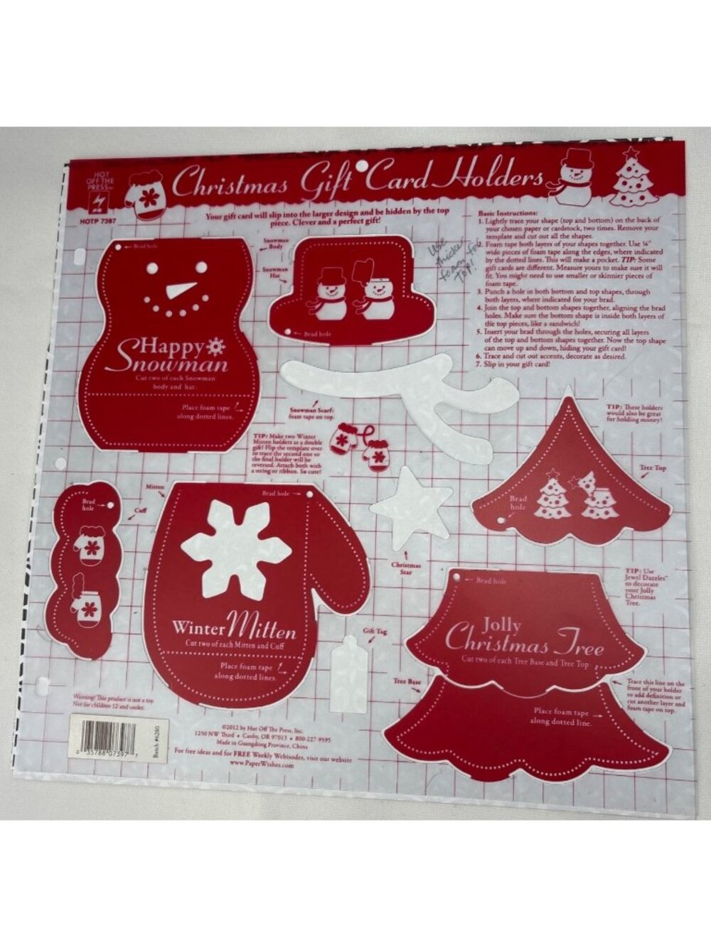 Christmas Gift Card Holder Templates Happy Snowman Hot Off the Press